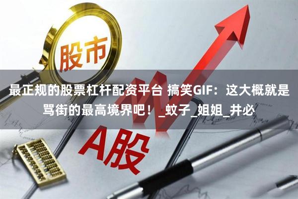 最正规的股票杠杆配资平台 搞笑GIF:这大概就是骂街的最高境界吧!_蚊子_姐姐_井必
